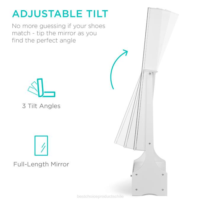 accesorio Best Choice Products Armario de joyería con espejo LED de cuerpo entero de pie con luces interiores y exteriores blanco08BN1184