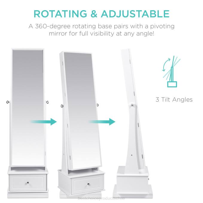 accesorio Best Choice Products Armario para joyería con espejo giratorio 360 con luces LED y espejo blanco08BN1234