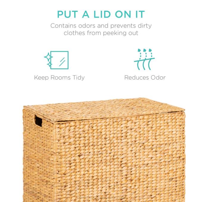 accesorio Best Choice Products Cesto doble extra grande de jacinto de agua para la ropa sucia con 2 bolsas de revestimiento marrón08BN348