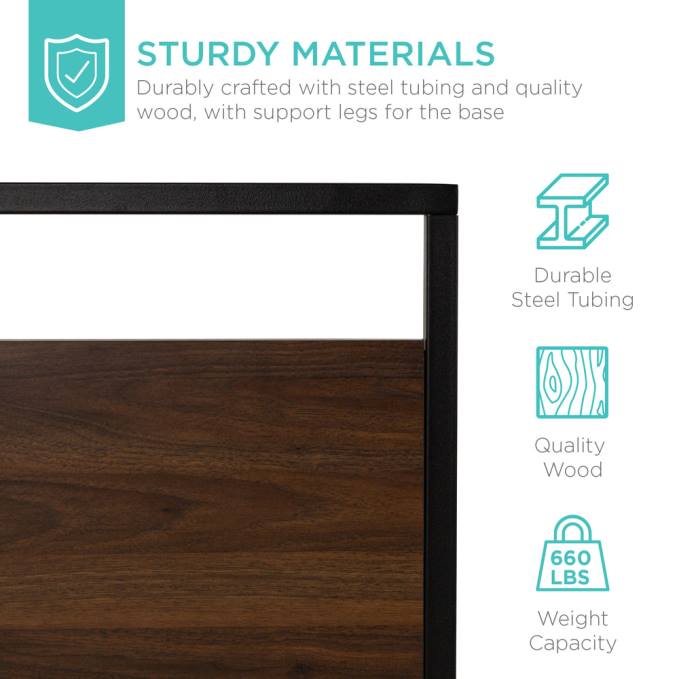 accesorio Best Choice Products Estructura de cama tamaño queen con plataforma de madera y metal con listones de madera marrón oscuro08BN350