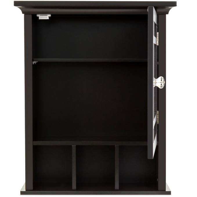 accesorio Best Choice Products Gabinete de almacenamiento de pared con espejo de tocador para baño Café exprés08BN1290
