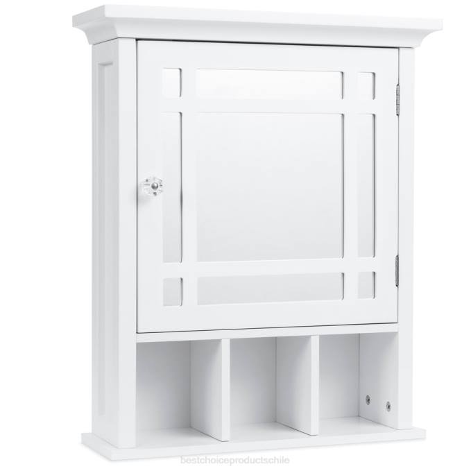 accesorio Best Choice Products Gabinete de almacenamiento de pared con espejo de tocador para baño blanco08BN1291
