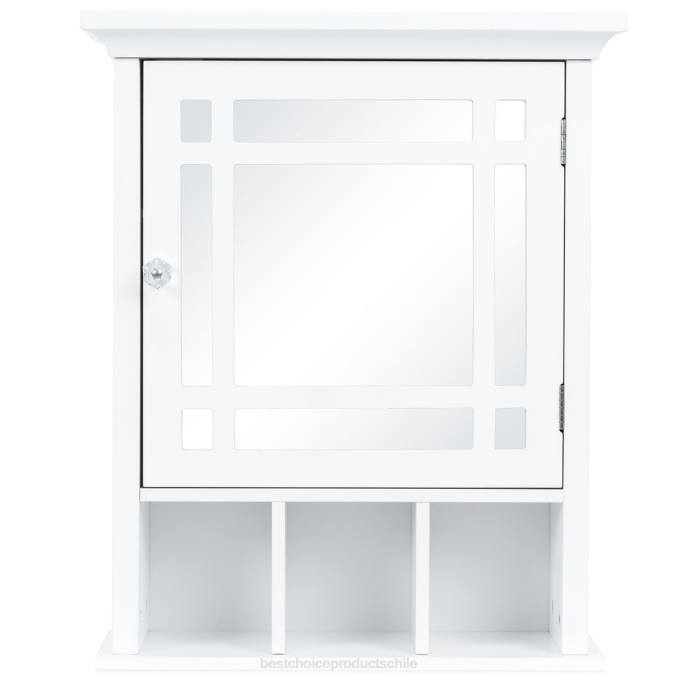 accesorio Best Choice Products Gabinete de almacenamiento de pared con espejo de tocador para baño blanco08BN1291
