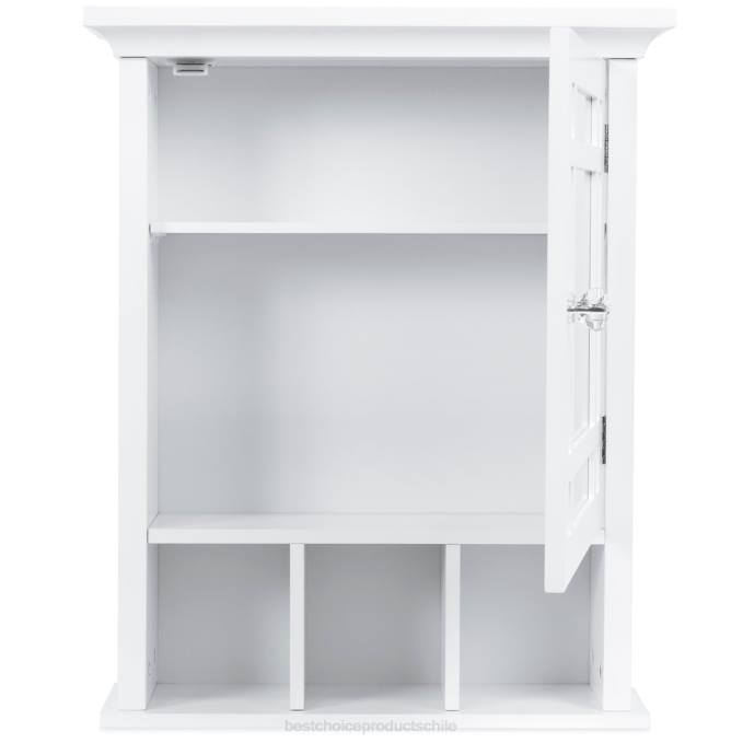 accesorio Best Choice Products Gabinete de almacenamiento de pared con espejo de tocador para baño blanco08BN1291