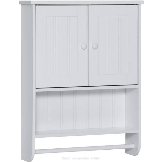 accesorio Best Choice Products Gabinete de organización de almacenamiento de pared para baño con puertas dobles y toallero blanco08BN1284