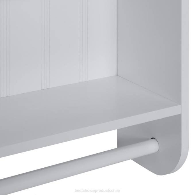 accesorio Best Choice Products Gabinete de organización de almacenamiento de pared para baño con puertas dobles y toallero blanco08BN1284
