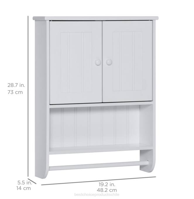 accesorio Best Choice Products Gabinete de organización de almacenamiento de pared para baño con puertas dobles y toallero blanco08BN1284