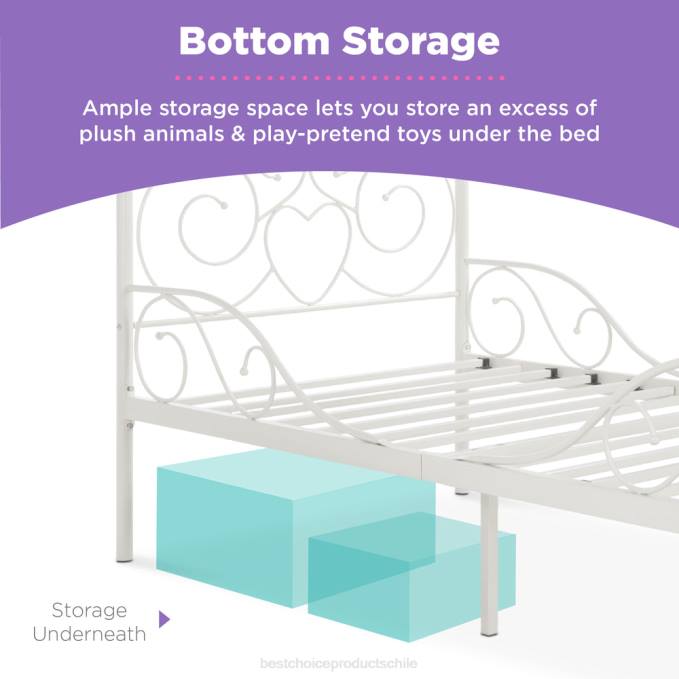 accesorio Best Choice Products Marco de cama doble con dosel de metal clásico de 4 postes y diseño de volutas de corazón blanco08BN361