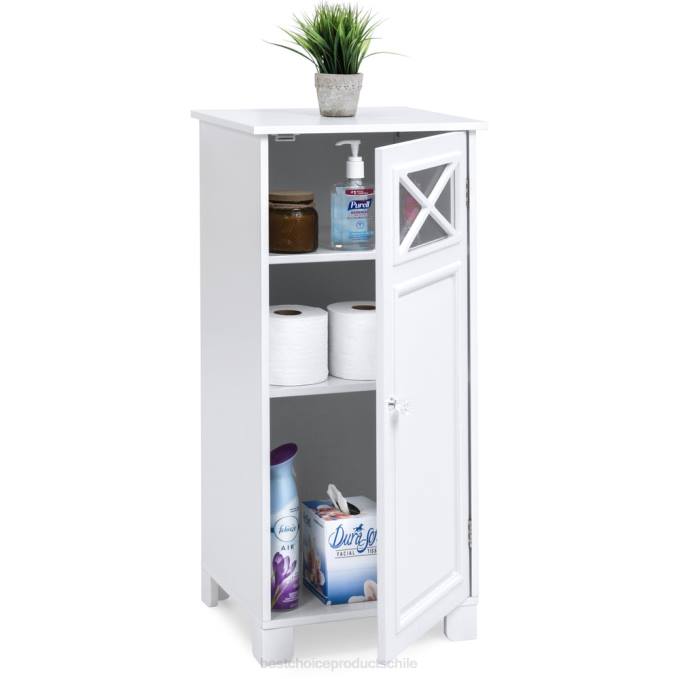 accesorio Best Choice Products Mueble de piso de madera clásico de 3 niveles con puerta blanco08BN1289