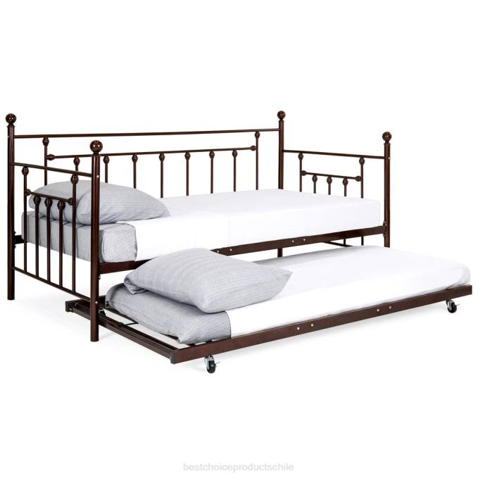 accesorio Best Choice Products estructura de sofá cama de metal de tamaño doble con cama nido y remates bronce08BN1271