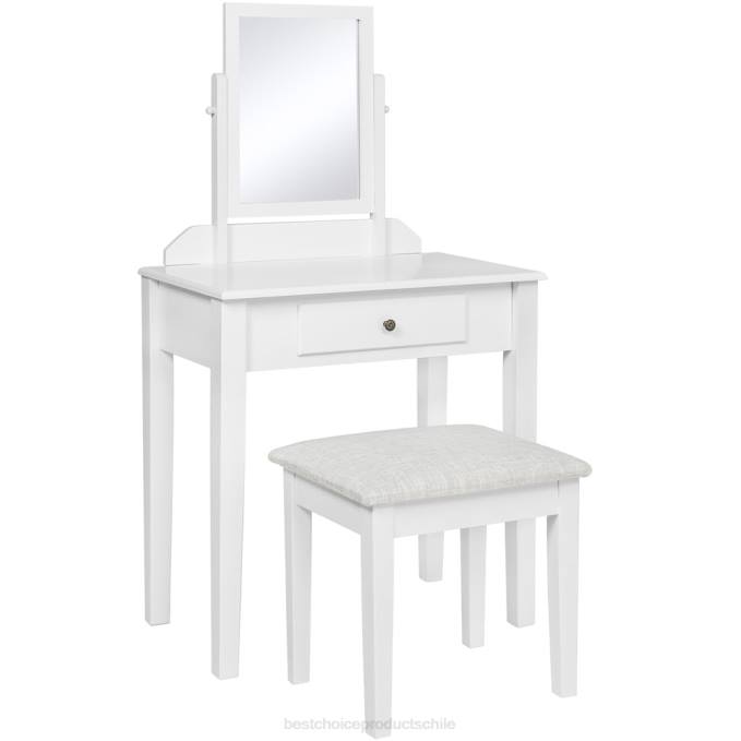 accesorio Best Choice Products juego de tocador de baño con taburete blanco08BN1302
