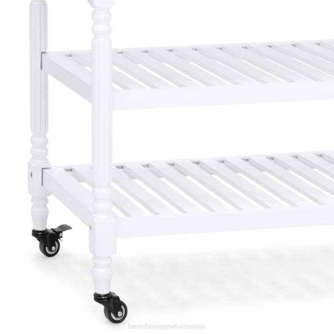 accesorio Best Choice Products Carro de barra y almacenamiento con isla de cocina con tapa de acero inoxidable blanco08BN365