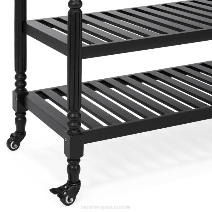 accesorio Best Choice Products Carro de barra y almacenamiento con isla de cocina con tapa de acero inoxidable negro08BN366