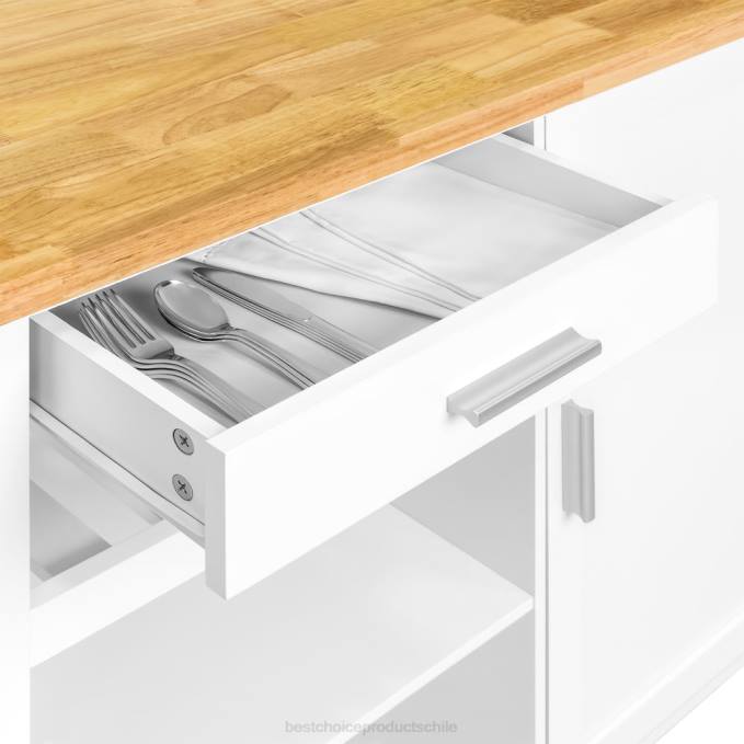 accesorio Best Choice Products carro de isla de cocina móvil blanco08BN1301