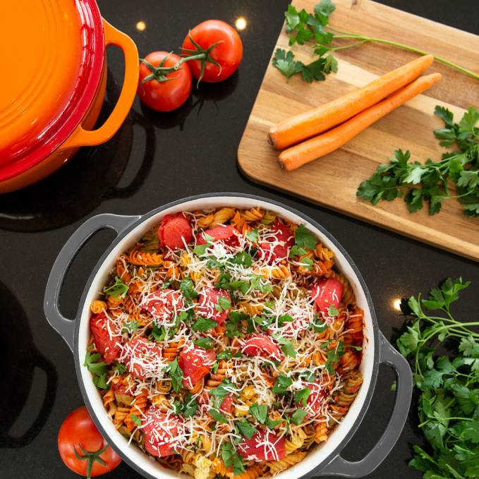 accesorio Best Choice Products utensilios de cocina de horno holandés de hierro fundido con esmalte y mangos gris08BN326