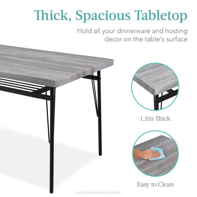 accesorio Best Choice Products Juego de comedor moderno de 6 piezas con estantes de almacenamiento, mesa, banco y 4 sillas. gris08BN368