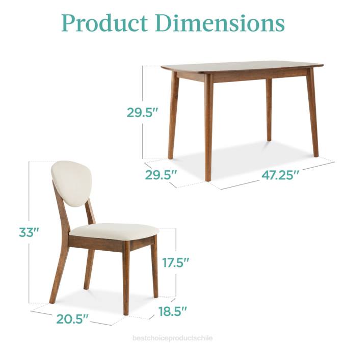 accesorio Best Choice Products Juego de comedor moderno de madera de mediados de siglo de 5 piezas con 4 sillas, asiento y respaldo acolchados Cafe Blanco08BN591