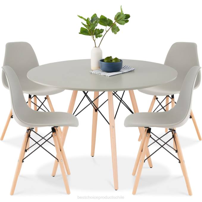 accesorio Best Choice Products Juego de comedor moderno de mediados de siglo de 5 piezas con 4 sillas, patas de madera y estructura de metal. marron gris08BN1221