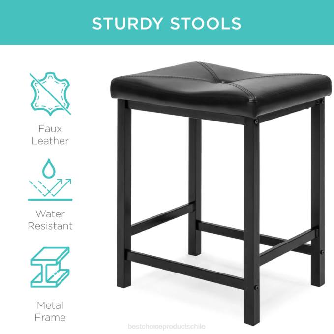 accesorio Best Choice Products Juego de mesa de comedor de 3 piezas con altura de mostrador y 2 taburetes, diseño que ahorra espacio negro08BN1266