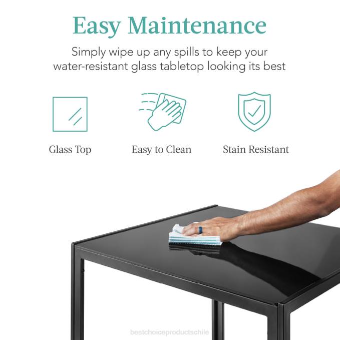 accesorio Best Choice Products Juego de mesa de comedor de 3 piezas con tapa de cristal y sillas de cuero. negro08BN672