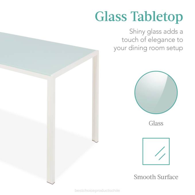 accesorio Best Choice Products Juego de mesa de comedor de 5 piezas con tapa de cristal y sillas de cuero. blanco08BN665