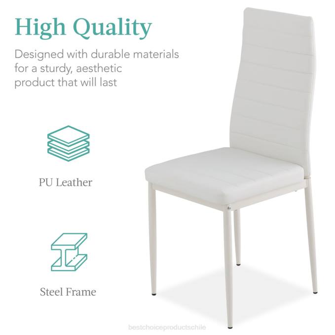 accesorio Best Choice Products Juego de mesa de comedor de 5 piezas con tapa de cristal y sillas de cuero. blanco08BN665