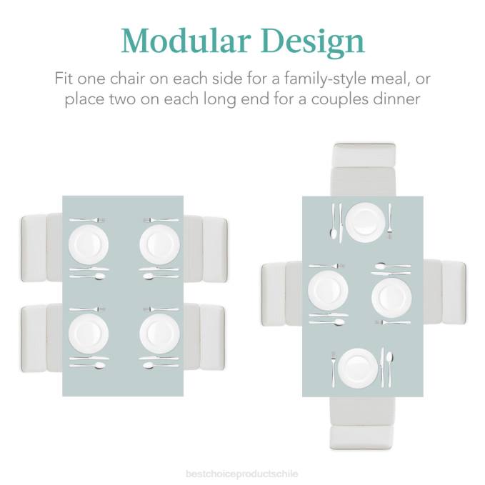 accesorio Best Choice Products Juego de mesa de comedor de 5 piezas con tapa de cristal y sillas de cuero. blanco08BN665