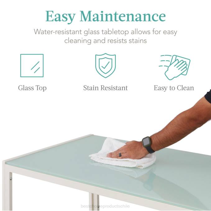 accesorio Best Choice Products Juego de mesa de comedor de 5 piezas con tapa de cristal y sillas de cuero. blanco08BN665