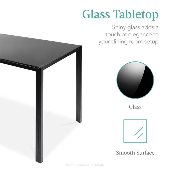 accesorio Best Choice Products Juego de mesa de comedor de 5 piezas con tapa de cristal y sillas de cuero. negro08BN664