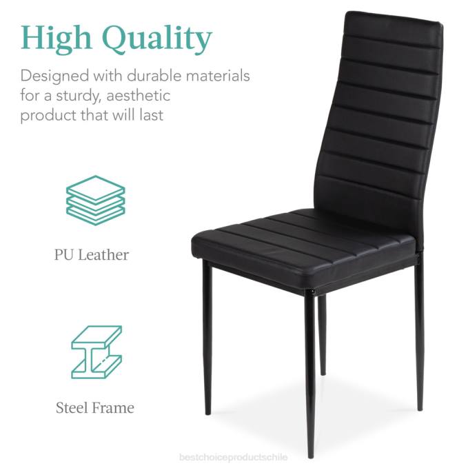 accesorio Best Choice Products Juego de mesa de comedor de 5 piezas con tapa de cristal y sillas de cuero. negro08BN664