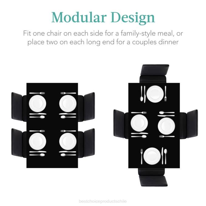 accesorio Best Choice Products Juego de mesa de comedor de 5 piezas con tapa de cristal y sillas de cuero. negro08BN664