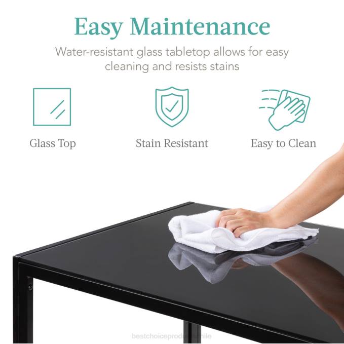 accesorio Best Choice Products Juego de mesa de comedor de 5 piezas con tapa de cristal y sillas de cuero. negro08BN664