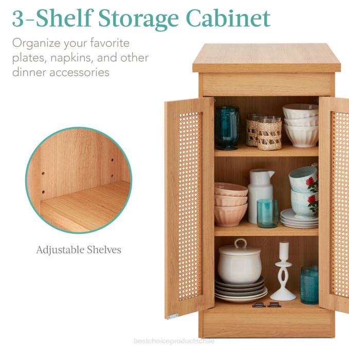 accesorio Best Choice Products Juego de mesa de comedor de cocina de ratán con altura de mostrador de 3 piezas con estantes de almacenamiento natural08BN391