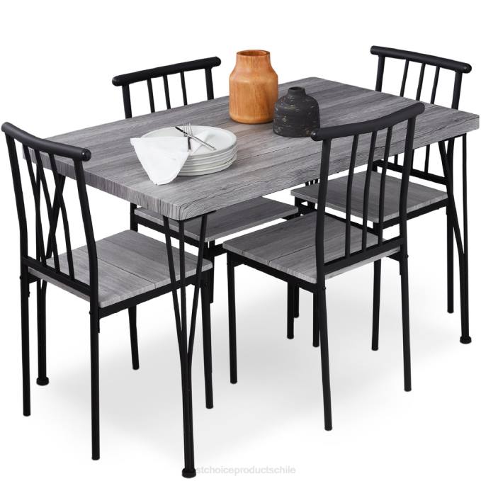 accesorio Best Choice Products Juego de mesa de comedor moderna de 5 piezas de metal y madera con 4 sillas. gris08BN743