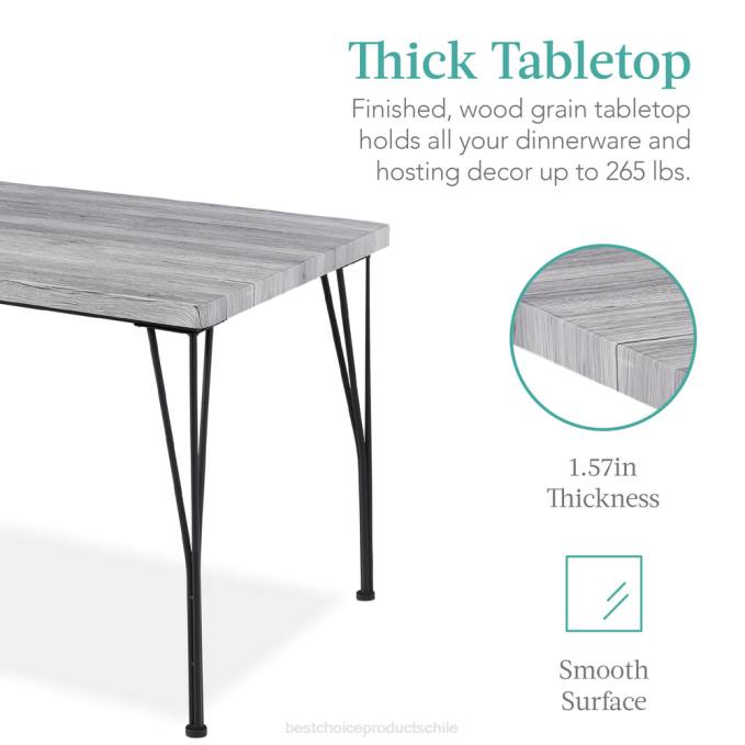 accesorio Best Choice Products Juego de mesa de comedor moderna de 5 piezas de metal y madera con 4 sillas. gris08BN743