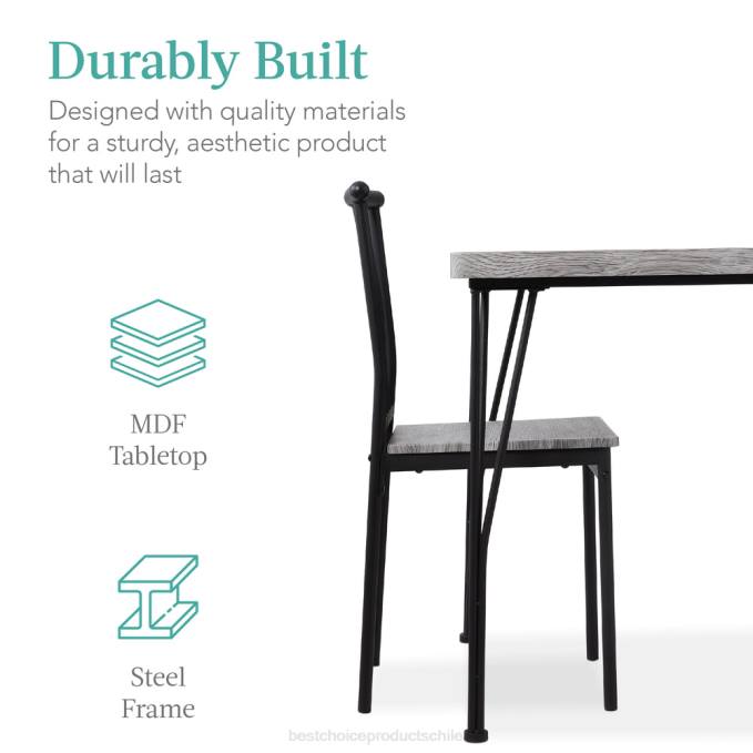 accesorio Best Choice Products Juego de mesa de comedor moderna de 5 piezas de metal y madera con 4 sillas. gris08BN743