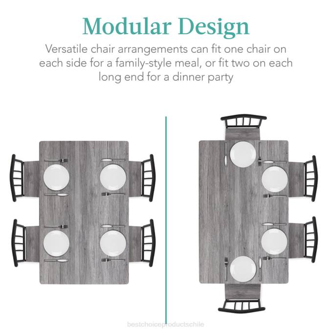 accesorio Best Choice Products Juego de mesa de comedor moderna de 5 piezas de metal y madera con 4 sillas. gris08BN743