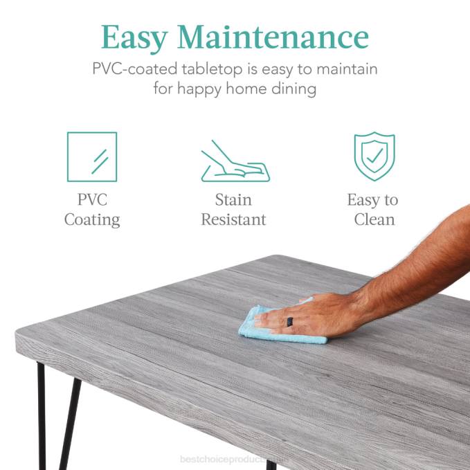 accesorio Best Choice Products Juego de mesa de comedor moderna de 5 piezas de metal y madera con 4 sillas. gris08BN743