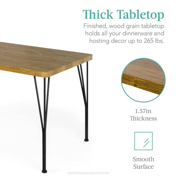 accesorio Best Choice Products Juego de mesa de comedor moderna de 5 piezas de metal y madera con 4 sillas. marrón08BN741