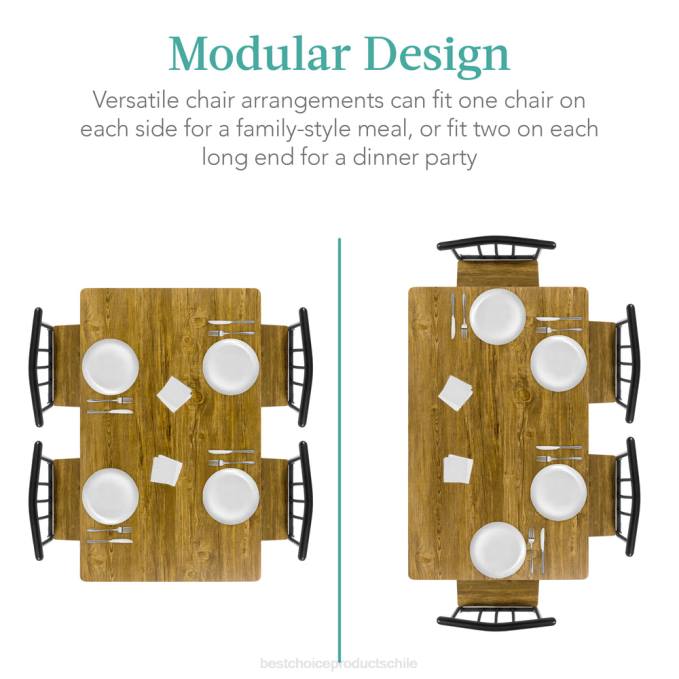 accesorio Best Choice Products Juego de mesa de comedor moderna de 5 piezas de metal y madera con 4 sillas. marrón08BN741