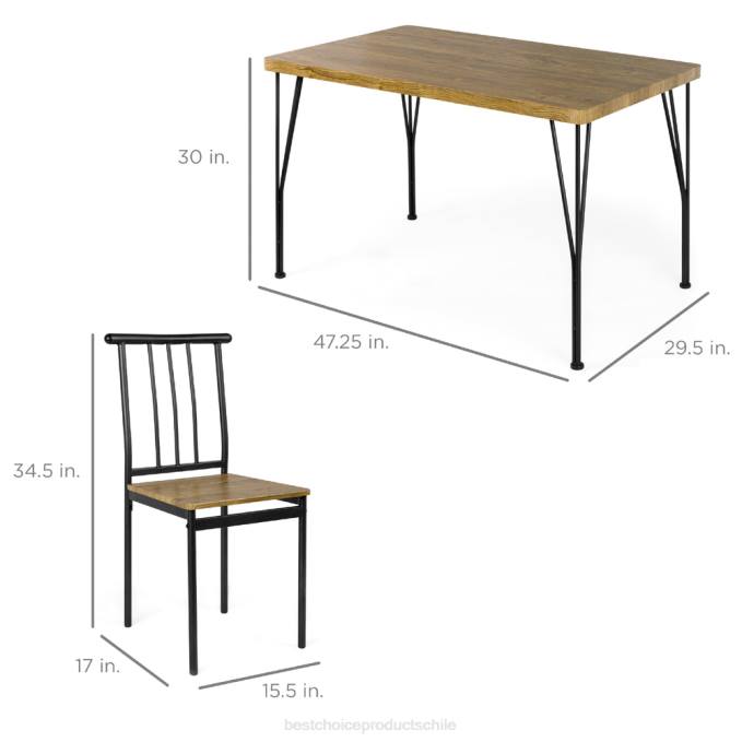 accesorio Best Choice Products Juego de mesa de comedor moderna de 5 piezas de metal y madera con 4 sillas. marrón08BN741