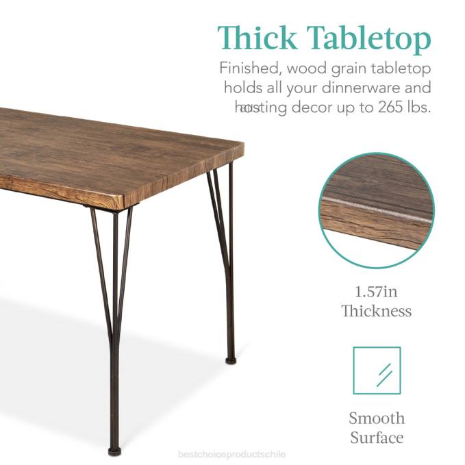 accesorio Best Choice Products Juego de mesa de comedor moderna de 5 piezas de metal y madera con 4 sillas. marrón deriva08BN742