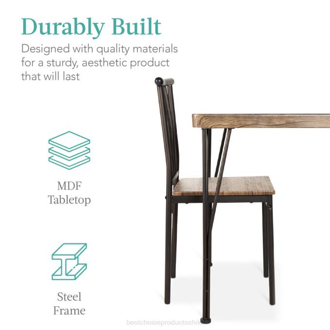 accesorio Best Choice Products Juego de mesa de comedor moderna de 5 piezas de metal y madera con 4 sillas. marrón deriva08BN742
