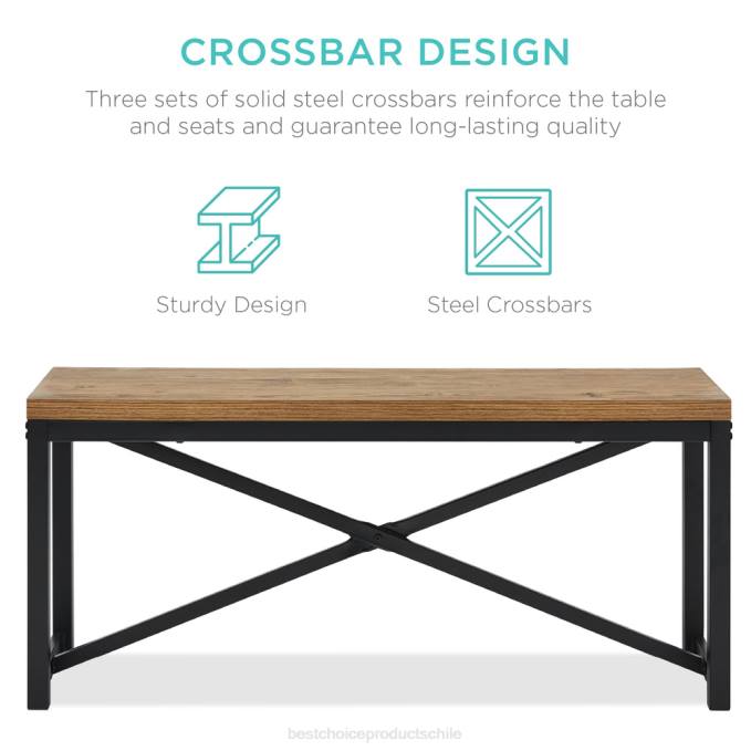 accesorio Best Choice Products Juego de muebles de comedor estilo banco de 3 piezas con 2 bancos y mesa. marrón claro/negro08BN718