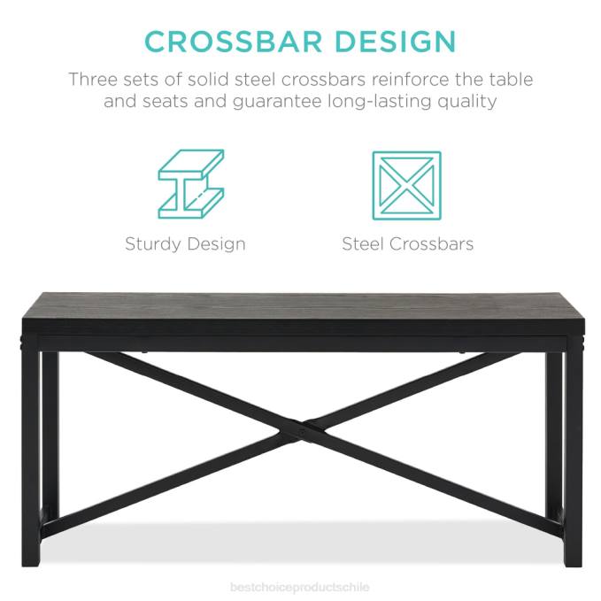 accesorio Best Choice Products Juego de muebles de comedor estilo banco de 3 piezas con 2 bancos y mesa. negro08BN720