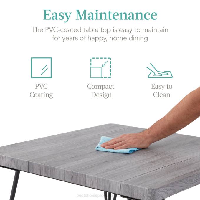 accesorio Best Choice Products Juego de muebles de mesa de comedor cuadrada de madera y metal de 3 piezas con 2 sillas gris08BN727