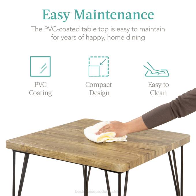 accesorio Best Choice Products Juego de muebles de mesa de comedor cuadrada de madera y metal de 3 piezas con 2 sillas marrón08BN726