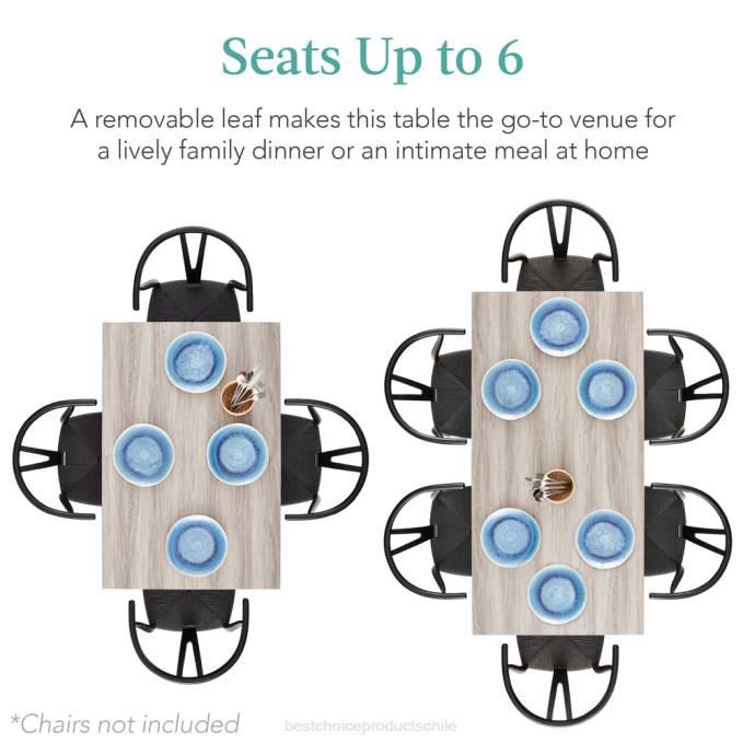 accesorio Best Choice Products mesa de comedor extensible moderna con extensión de hoja, 2 cerraduras gris08BN1252