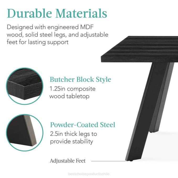 accesorio Best Choice Products mesa de comedor extensible moderna con extensión de hoja, 2 cerraduras negro08BN1249