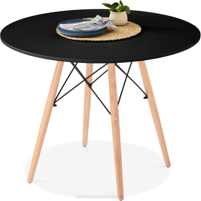 accesorio Best Choice Products mesa de comedor moderna redonda de mediados de siglo con patas de madera de haya: 35,5 pulgadas negro08BN662
